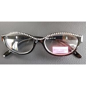 NEW +2.50 Betsey Johnson Black Rhinestone Reading Glasses 100% UV Protection